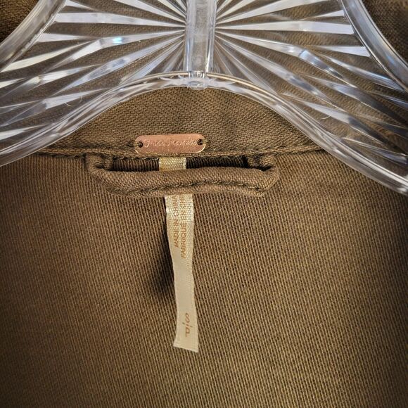 Free People Womens Faye Canvas Military Jacket Size Small Green Zip Up Lace Up - Picture 5 of 10